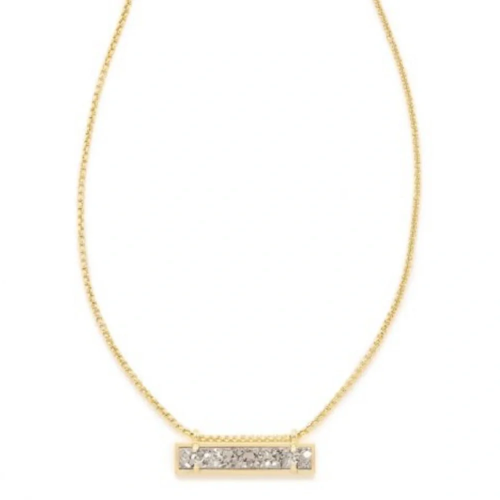 Kendra Scott Gold Leanor Necklace With Platinum Drusy